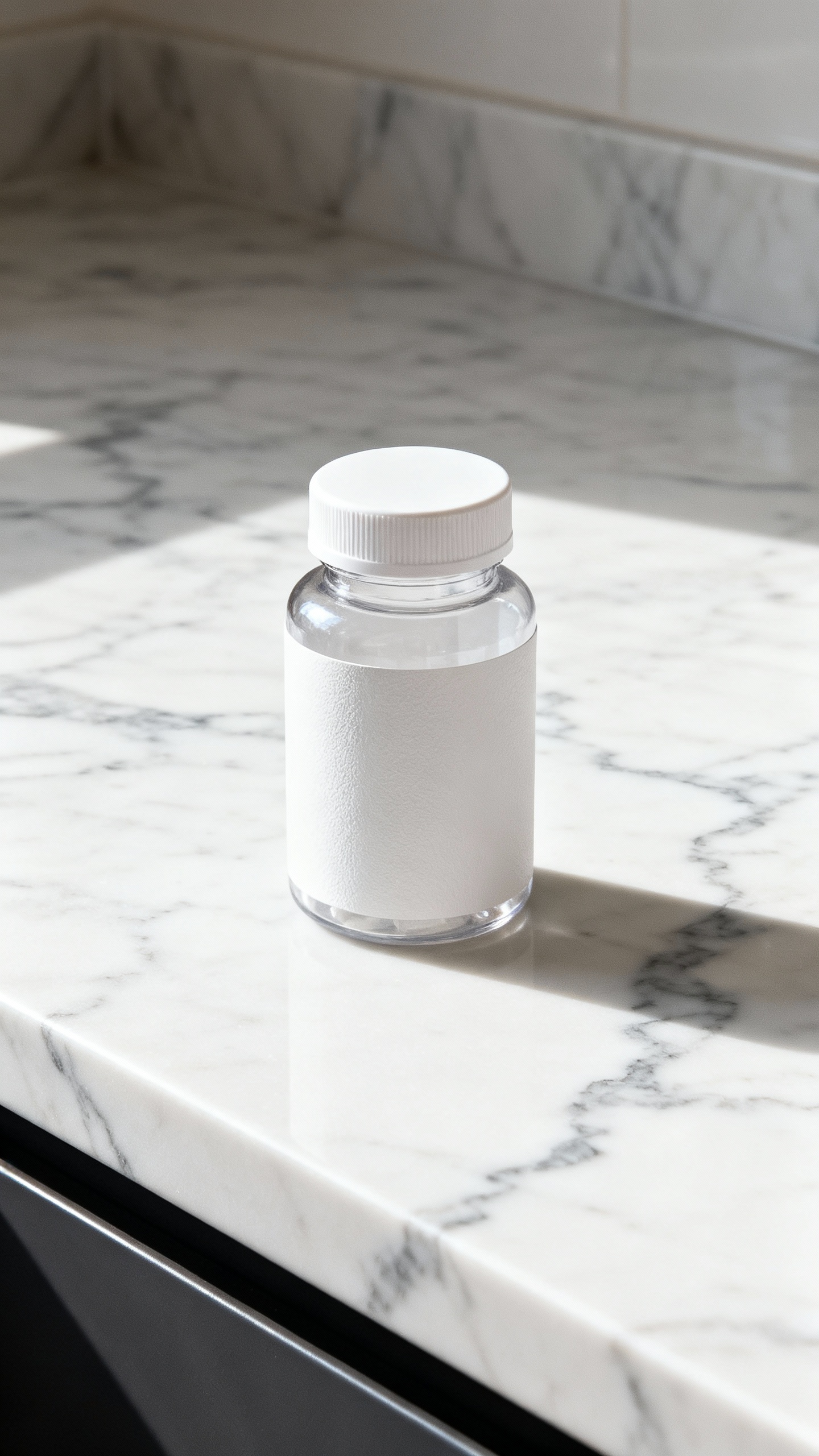 prenatal vitamin bottle with folic acid label on marble counter