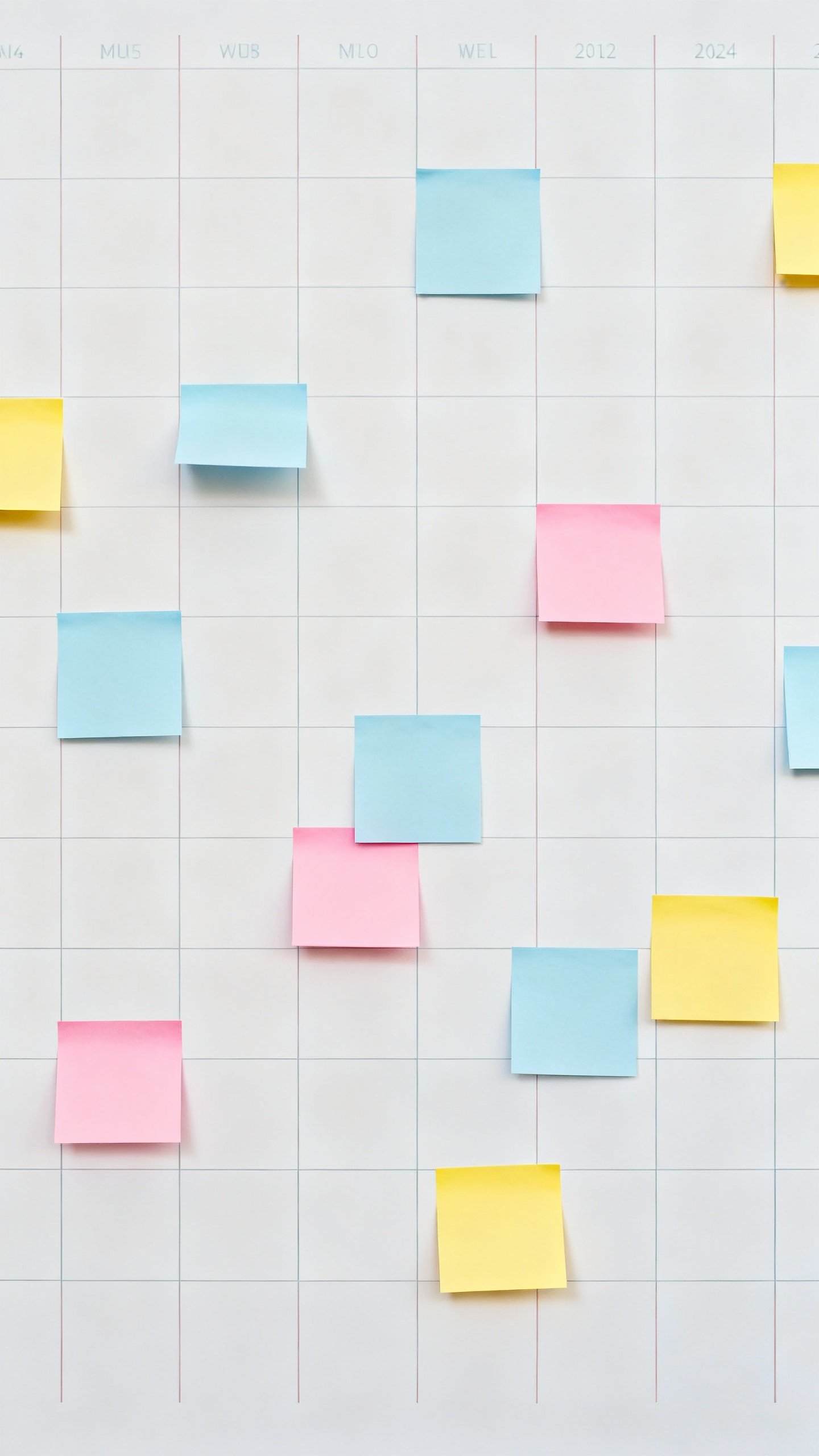 calendar with marked 12–24 month timeline and sticky notes