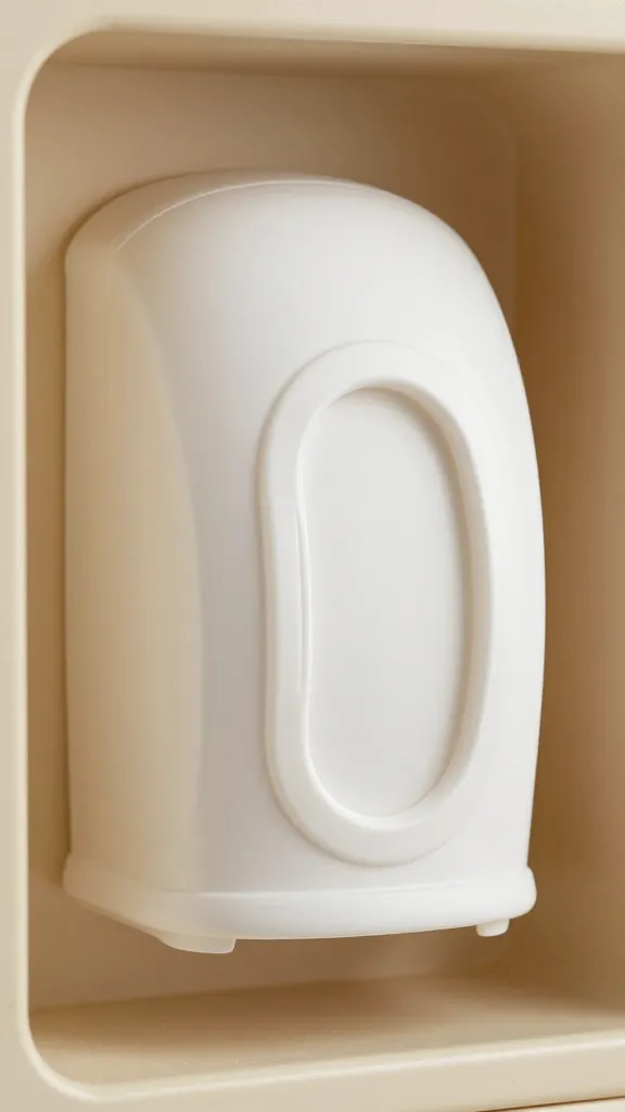 Closeup of a single baby wipe dispenser texture inside warmer chamber
