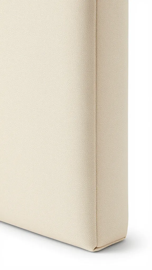 Closeup of a single mat corner with seamless edge detail and soft shadow