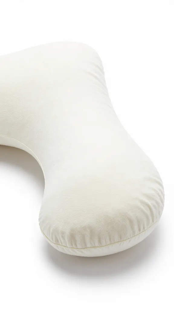 Closeup of a single bolster nursing pillow with smooth seam detail on white backdrop