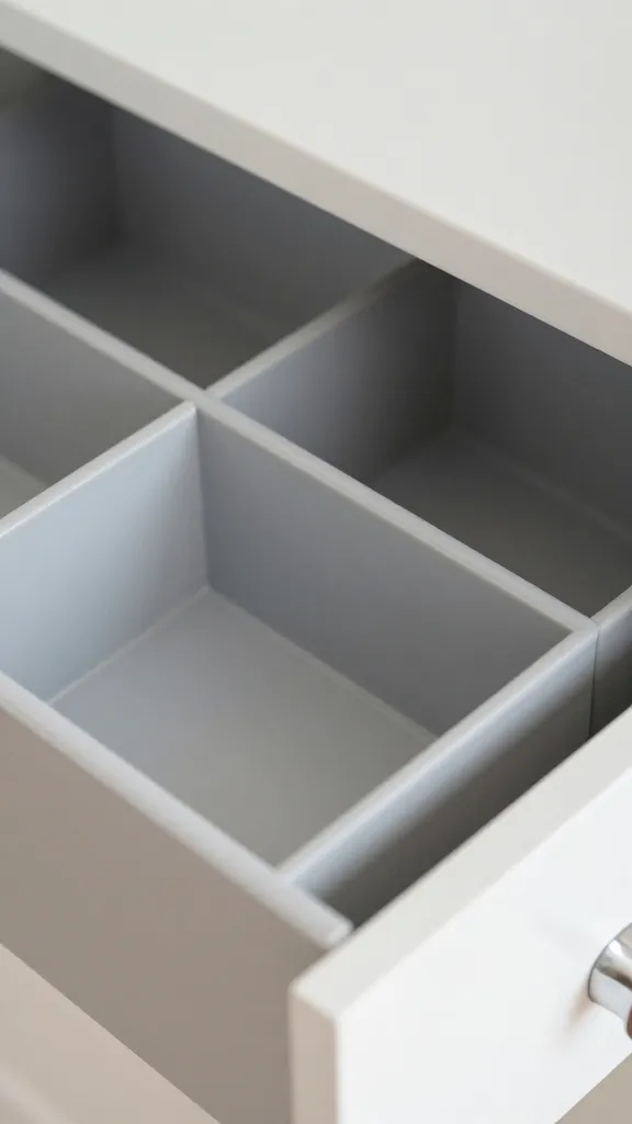 closeup of adjustable dresser drawer dividers in use